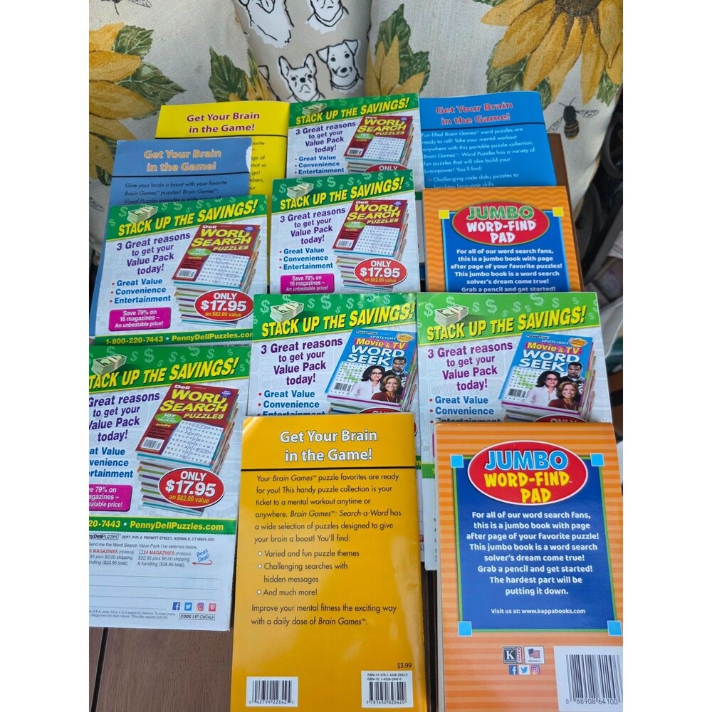 Lot of 12 Word Search Puzzle Books Dell Penny Press Brain Games Jumbo Pads - Picture 2 of 3